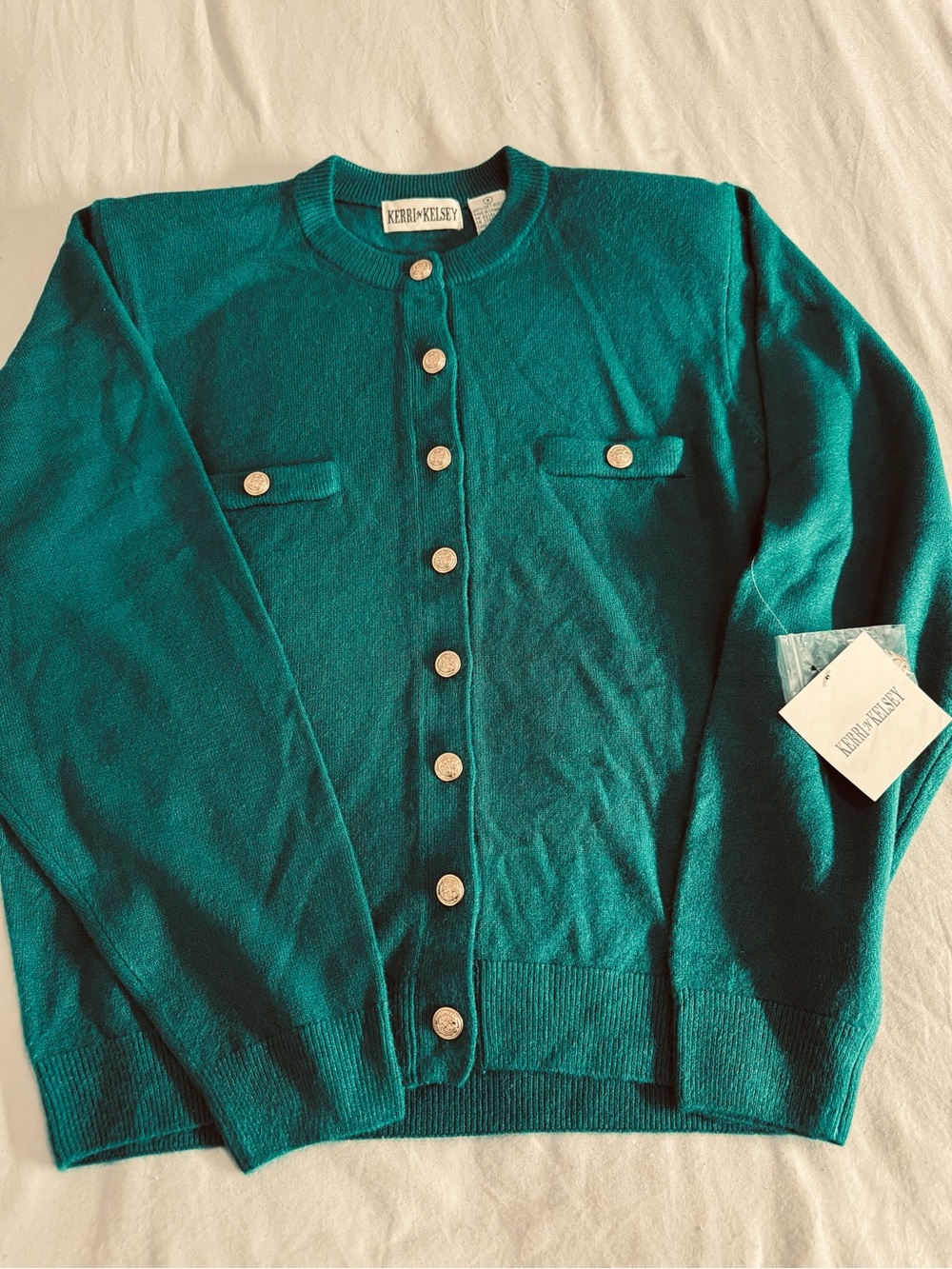 Kerri Kelsey Teal Button-Front Knit Cardigan